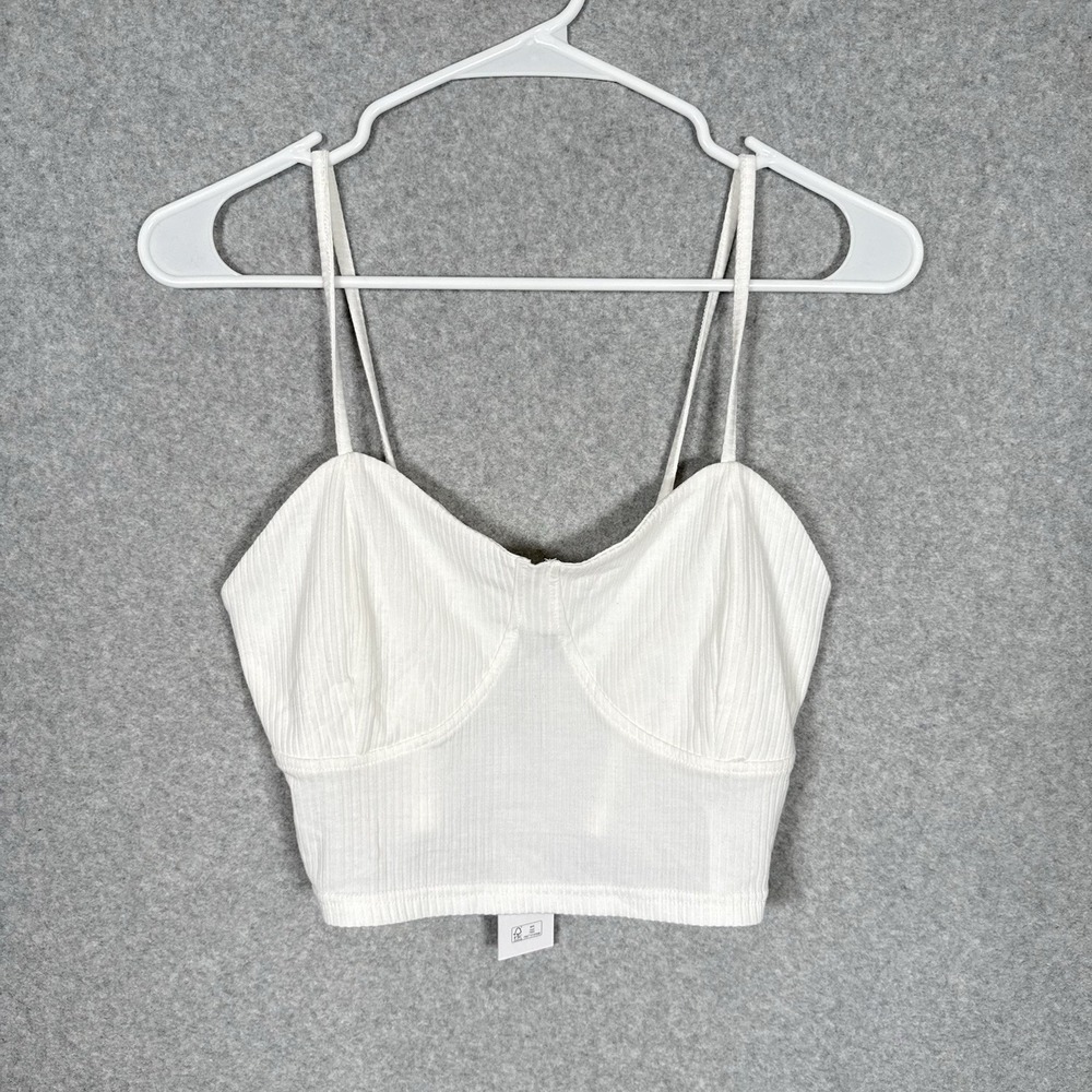 Noisy may cami womens large white ribbed bra top tank